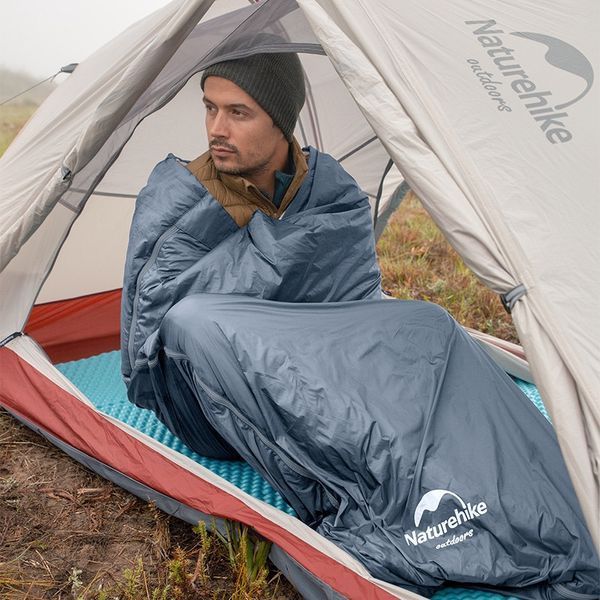 Спальник надлегкий Naturehike Ultralight LW180 NH21MSD09 лівий, (15&deg;C), p-p XL, сіро-синій 65357 фото