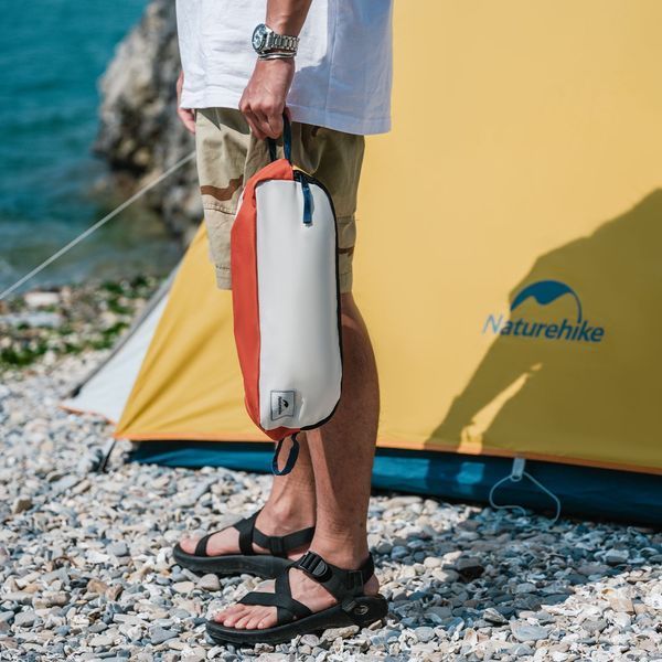 Стілець складаний Naturehike Moon YL08 NH20JJ027, 600D Oxford / алюміній, біло-помаранчевий 65487 фото