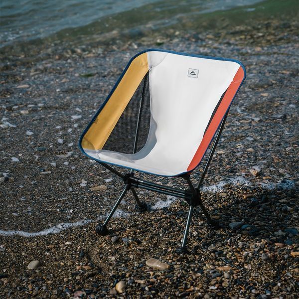 Стілець складаний Naturehike Moon YL08 NH20JJ027, 600D Oxford / алюміній, біло-помаранчевий 65487 фото