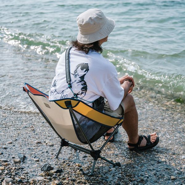 Стілець складаний Naturehike Moon YL08 NH20JJ027, 600D Oxford / алюміній, біло-помаранчевий 65487 фото