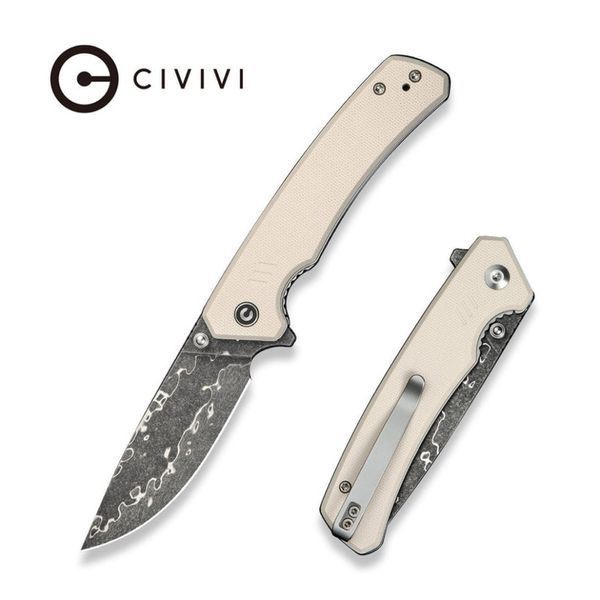 Ніж складаний туристичний Civivi Merit, (8.3 см) Damascus / G10 сірий 69270 фото