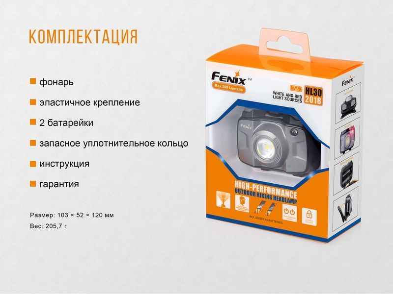 Ліхтар налобний Fenix HL30 2018 Cree XP-G3 сірий 45719 фото