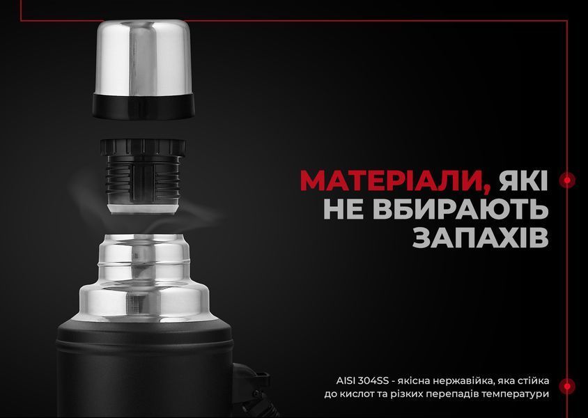 Термос з ручкою Naturehike Q-9H NH19SJ011; 304 сталь; 2.2 л; чорний 57623 фото