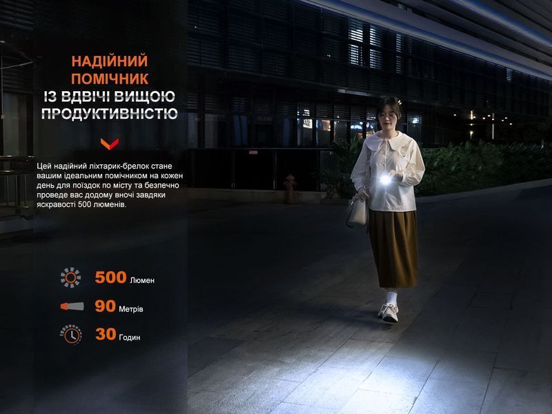 Ліхтар наключний Fenix E03R V2.0, синій 62726 фото