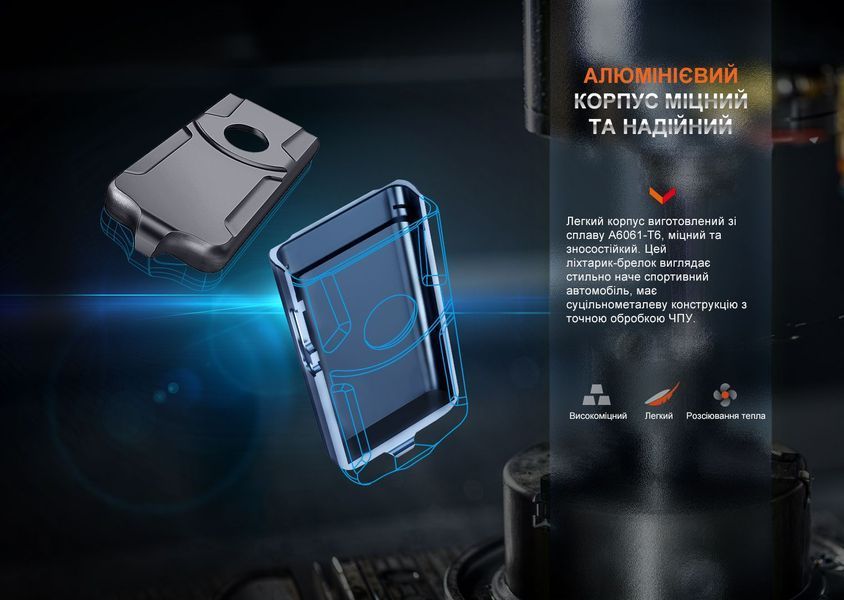 Ліхтар наключний Fenix E03R V2.0, синій 62726 фото
