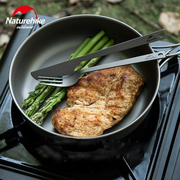 Набір столових приладів (ложка; виделка; ніж) з титану Naturehike NH19T011-D; сірий з мішечком 65692 фото