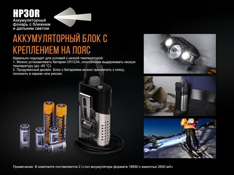 Ліхтар налобний Fenix HP30R чорний 45232 фото