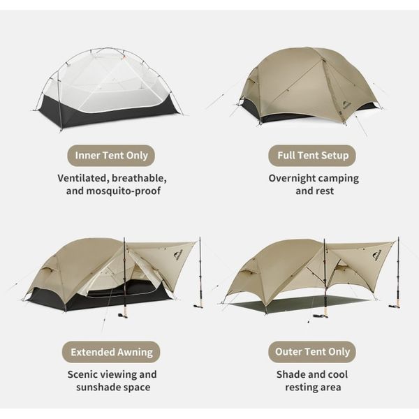Намет надлегкий двомісний Naturehike Mongar CNK2550WS016; 15D; сiрий 70999 фото
