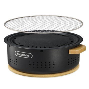 Настільна кругла піч із решіткою та сковорідкою Naturehike CNK2550CF010; 36*32.6*12 см; хромоване залізо 70935 фото