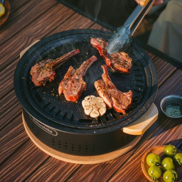 Настільна кругла піч із решіткою гриль Naturehike CNK2550CF010, 36*32.6*12 см, хромоване залізо 70935 фото