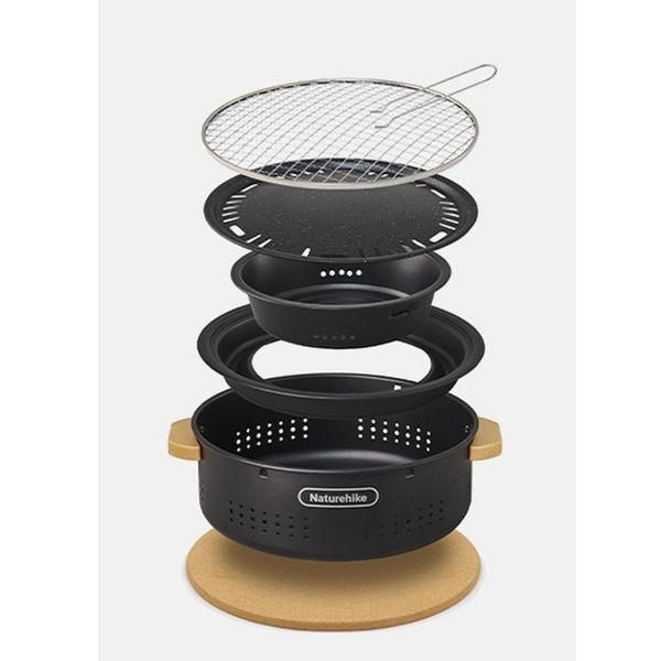 Настільна кругла піч із решіткою гриль Naturehike CNK2550CF010, 36*32.6*12 см, хромоване залізо 70935 фото