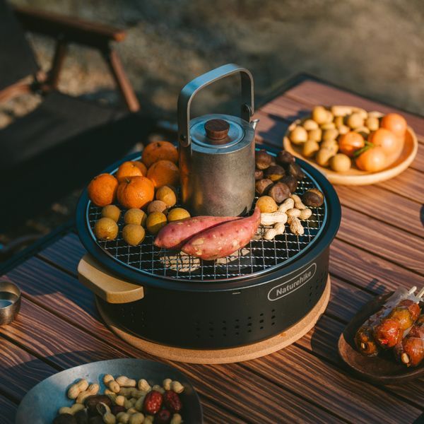 Настільна кругла піч із решіткою гриль Naturehike CNK2550CF010, 36*32.6*12 см, хромоване залізо 70935 фото