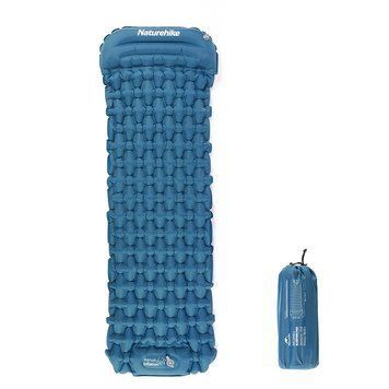 Матрац туристичний водонепроникний одномісний Naturehike CNK2300DZ0001, 198x59x6.5 см, темно-синій із вбудованою помпою для надування 65283 фото