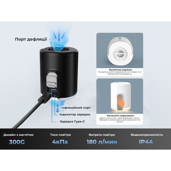 Насос-ліхтар кемпінговий Flextail Tiny Pump 2X; чорний 69237 фото
