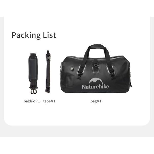 Водонепроникна дорожня сумка Naturehike CNK2450XB015, 60 л, чорна 68961 фото