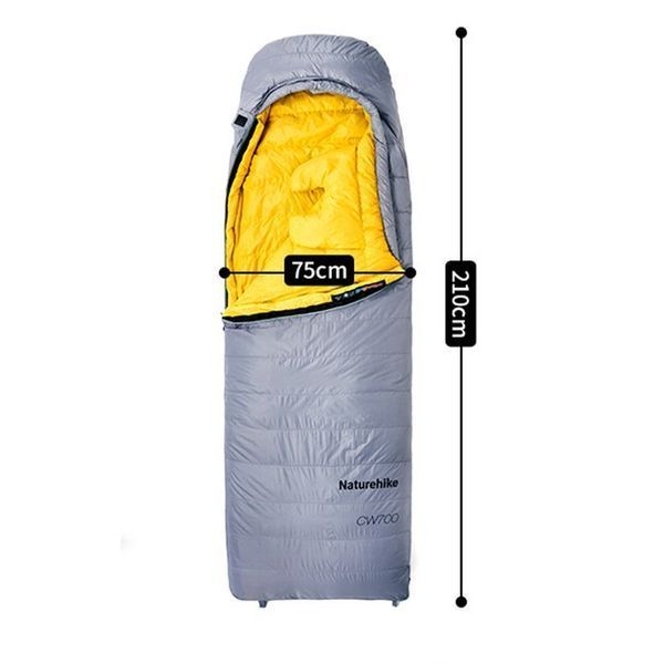 Спальник з натуральним пухом Naturehike CW700 CNK2450WS048; p-р M; жовто-сірий 71491 фото