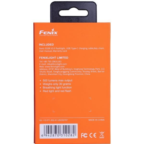Ліхтар наключний Fenix E03R V2.0, червоний 64392 фото