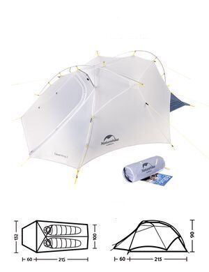 Намет надлегкий двомісний з футпринтом Naturehike Cloud Up&nbsp;Wing NH19ZP083; 15D; сіро-голубий 58334 фото
