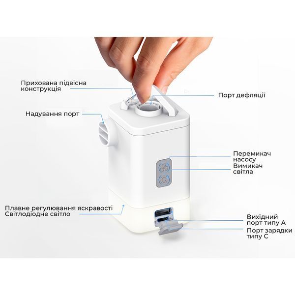 Насос-ліхтар-powerbank кемпінговий Flextail Max Pump 2 Plus, помаранчевий 69245 фото