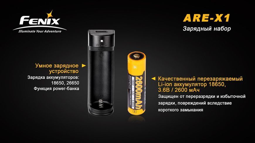 Зарядний пристрій Fenix ARE-X1 + акумулятор Fenix2600mAh 45947 фото